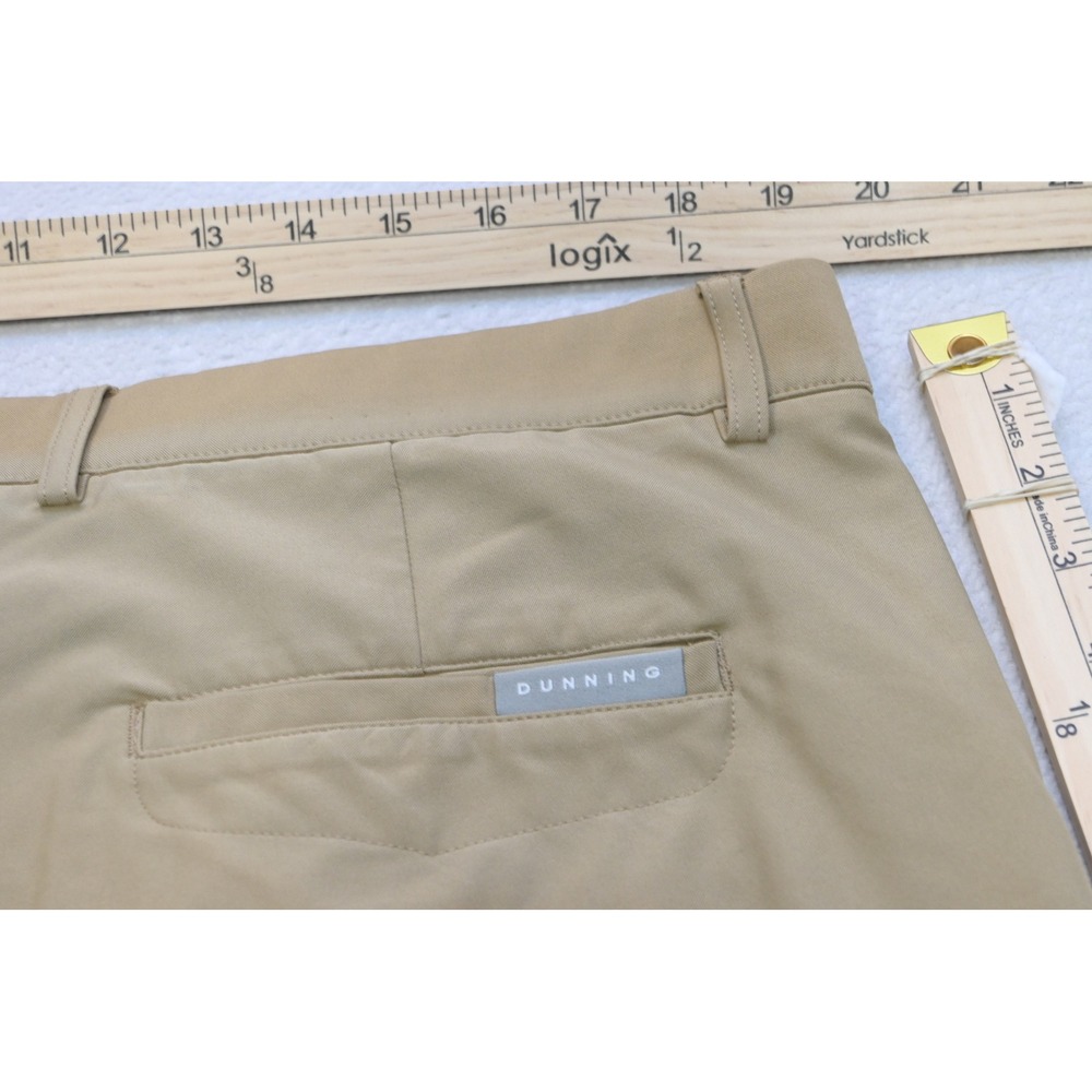 Dunning Golf‎ Shorts Mens 38 Khaki Tan Performance Stretch Flat Front Excellent